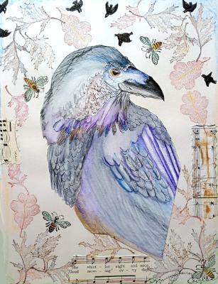Raven, she whistles night and noon