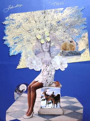 Winter Tree headdress - a collage for Februllage 2025 Challenge